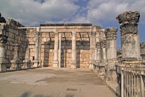 Ruins of ancient synagogue in Capernaum. Israel.